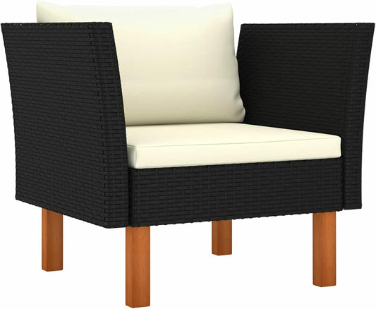 Tuinstoel – Tuinmeubel – Buitenstoel – Rattan Stoel – Loungestoel – PE Rattan & Eucalyptus Hout – Comfortabele Zitkussens