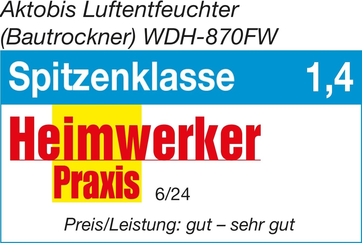 Aktobis WDH-870FW Luchtontvochtiger, bouwdroger, (tot 70 l/T + digitaal + wifi)