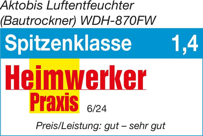 Aktobis WDH-870FW Luchtontvochtiger, bouwdroger, (tot 70 l/T + digitaal + wifi)