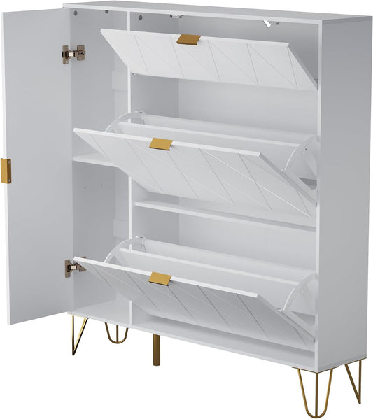 Schoenenkast – Schoenenrek – Schoenopberger – Schoenenkastje – Schoenmeubel – Wit – Ruimtebesparend – 16 Paar Schoenen