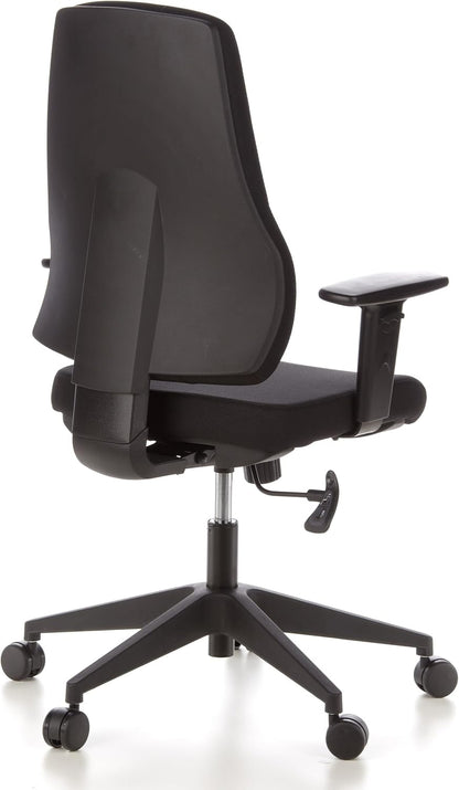 hjh OFFICE 608100 professionele bureaustoel PRO-TEC 100 zwart stof draaistoel met verstelbare rugleuning