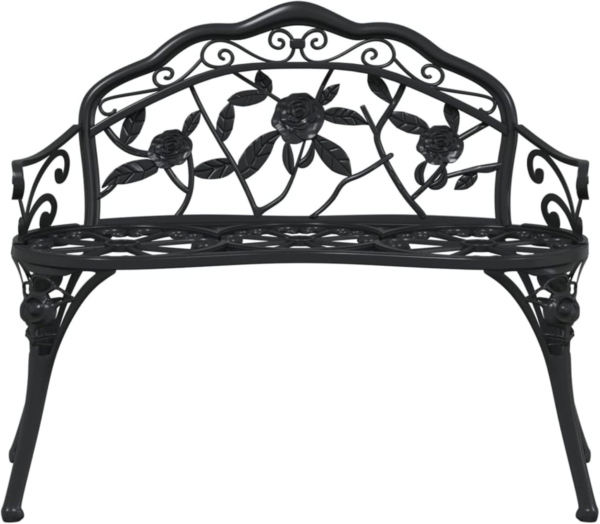 Garden bench 100 cm made of black cast aluminium, furniture, garden furniture and garden chairs, garden benches -317740 - QUORE
