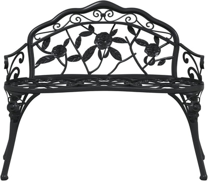 Garden bench 100 cm made of black cast aluminium, furniture, garden furniture and garden chairs, garden benches -317740 - QUORE