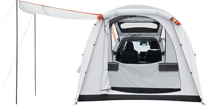 VEVOR Opblaasbare achterkleptent, autotent (2042+1020) x 2438 x 2020 mm, waterdicht (PU2000 mm), campingtent met geventileerde deuren en muggennetten, UV-achtertent voor kamperen, wandelen, incl