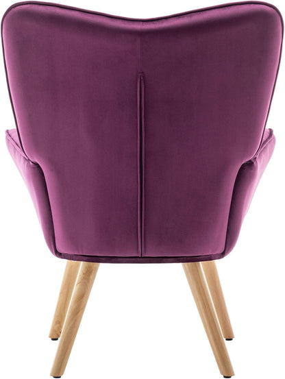 HollyHOME Fauteuil met Voetenbank Comfortabele Fauteuil Woonkamer Fluwelen Leesstoel Slaapkamer Accentstoelen Loungestoelen, Paars