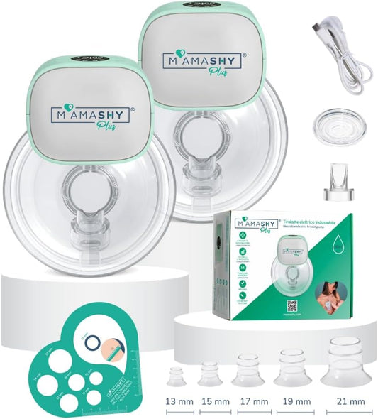 MAMASHY Plus – 2 draagbare elektrische borstkolven met 6 maten, 4 modi, 12 standen, USB‑C, 5 adapters, BPA-vrij, borstvoeding voor pasgeborenen, draagbaar, inclusief accessoires