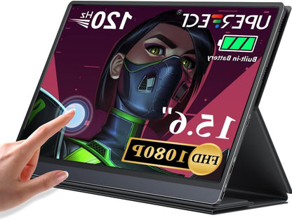 UPERFECT Portable Monitor Touch Screen 15.6 Inch 120Hz 1080P FHD Eye Care IPS Matte Ultra Thin Second Screen with 10800mAh Battery with HDMI USB C for Laptop PC Mobile Phone, Mobile Display - QUORE