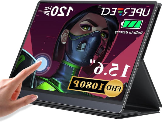 UPERFECT Portable Monitor Touch Screen 15.6 Inch 120Hz 1080P FHD Eye Care IPS Matte Ultra Thin Second Screen with 10800mAh Battery with HDMI USB C for Laptop PC Mobile Phone, Mobile Display - QUORE