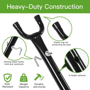 Hangmat met Standaard - Tuinhangmat -  250 kg Capaciteit - Robuuste stof - Zware - Heavu-duty Stalen Standaard - Draagtas Inbegrepen - voor Buiten - Balkon - Terras - Tuin - 275x100cm - Blauw en Groen