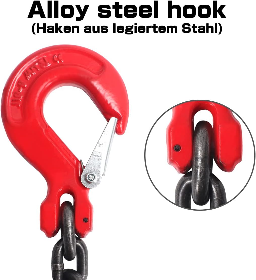 G80 Kettinghanger voor zware belasting, mangaanstaal, 4 strengen voor het heffen, met 6,4 T draagvermogen (8 mm x 1,45 m)