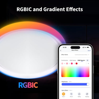 Aqara Ceiling light T1M, requires Zigbee 3.0 HUB, RGB+IC with gradient effects, 40W 3450 lm, 2700-6500 K Tunable white, supports HomeKit, Alexa, Google and IFTTT [Energy Class E], Matter over Bridge - QUORE