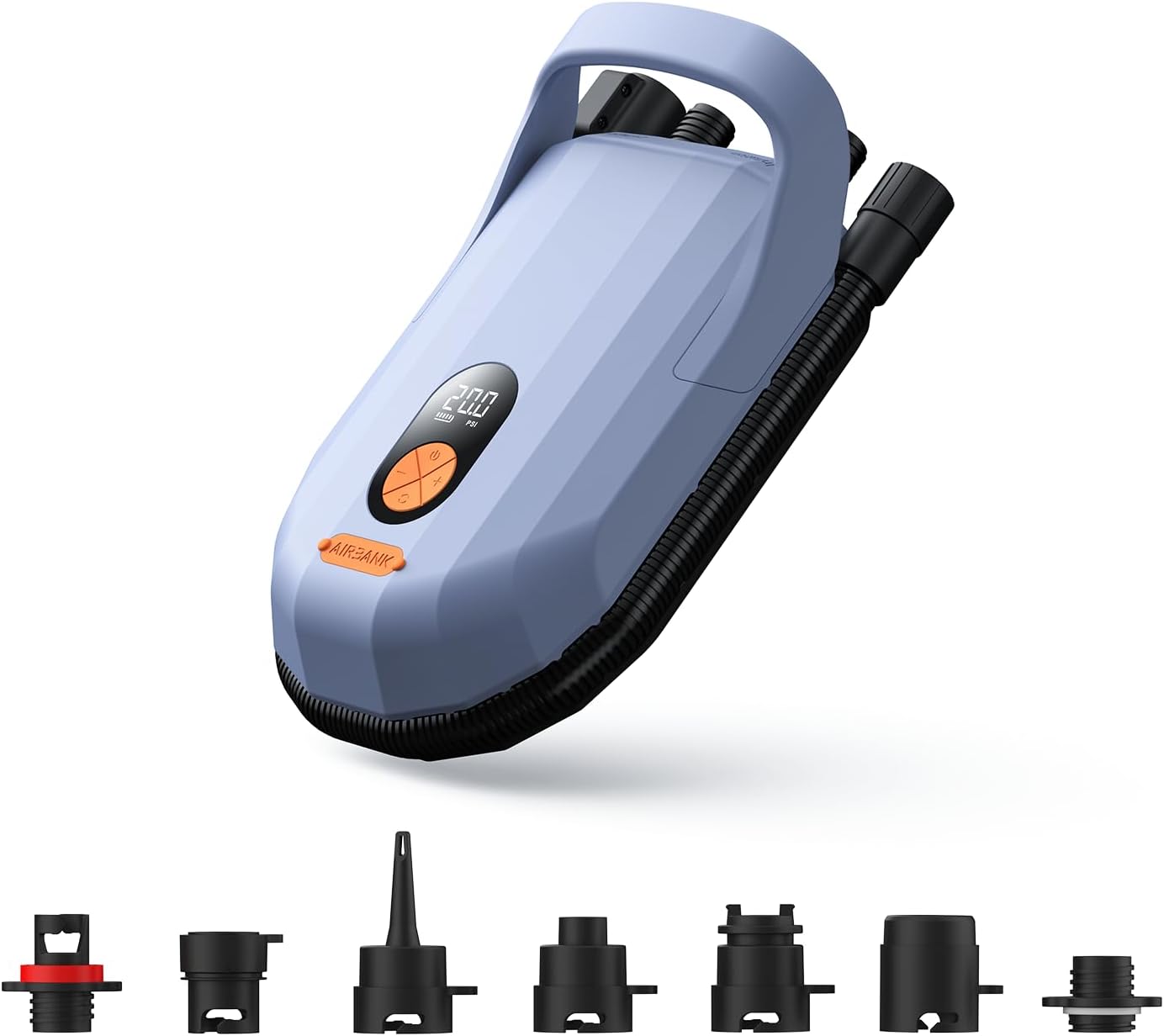 AIRBANK Oplaadbare SUP-pomp Whale Shark Pro, snelle inflatie en deflatie paddleboardpomp 20PSI, Auto-Off luchtpomp voor kajak, opblaasbare artikelen, boten, vliegers, matras (lichtpaars)