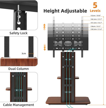 unho Tv-standaard van hout, in hoogte verstelbaar, televisiehouder met plank, universeel voor 32"-65", VESA 600x400mm, tot max. 40kg