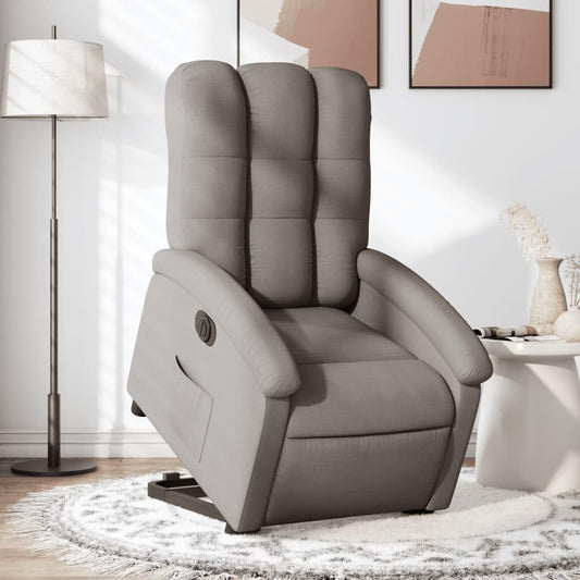 Elektrische Stoel – Kantelbare Stoel – Fauteuil – Loungestoel – Relaxstoel – Taupe Stof – Elektrische Heffunctie – Verstelbare Rugleuning en Voetensteun