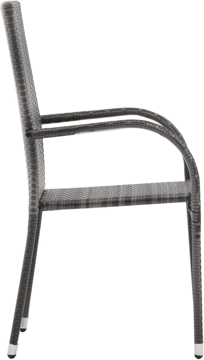 Eetkamerset voor de tuin, 3-delig, grijs en zwart, eetkamerset, eetkamer voor buiten, tuinmeubelen - QUORE