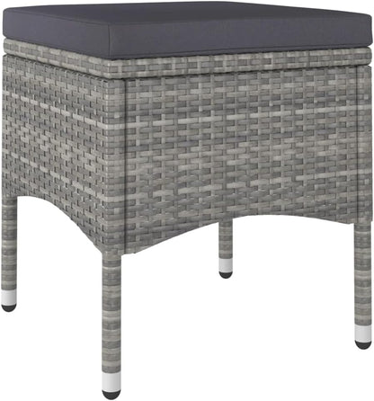 Gecheer Tuintafel en stoelen, 5-delig, polyrotan, acaciahout, grijs, tuinmeubelen, terrasbank, type 1 - QUORE