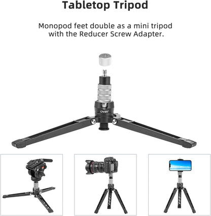 Cayer CF34DVH4 Professionele Video Monopod voor 71 "Carbon Fiber Telescopische Camera met Swivel Head en Tripod Base voor DSLR Camcorders Camcorders