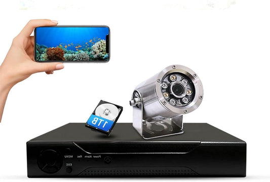 Onderwater camerasysteem – Beveiligingscamera – CCTV camera – Duikcamera – Viscamera – 5MP Full HD – IP68 Waterdicht – 1TB Harde Schijf – Nachtzicht – 32ft Kabel