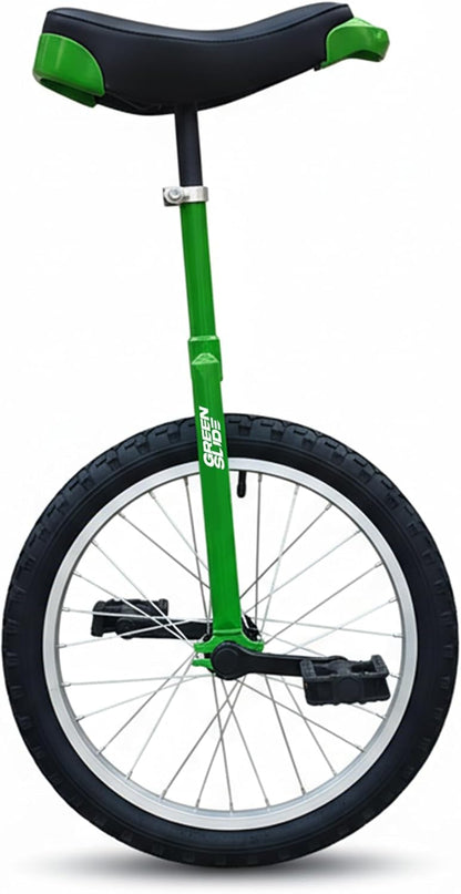Green Slide Monocycle 20 inch Edge Range Green, Freestyle (vierkante vork Tricks), aluminium velg, zadelgreep