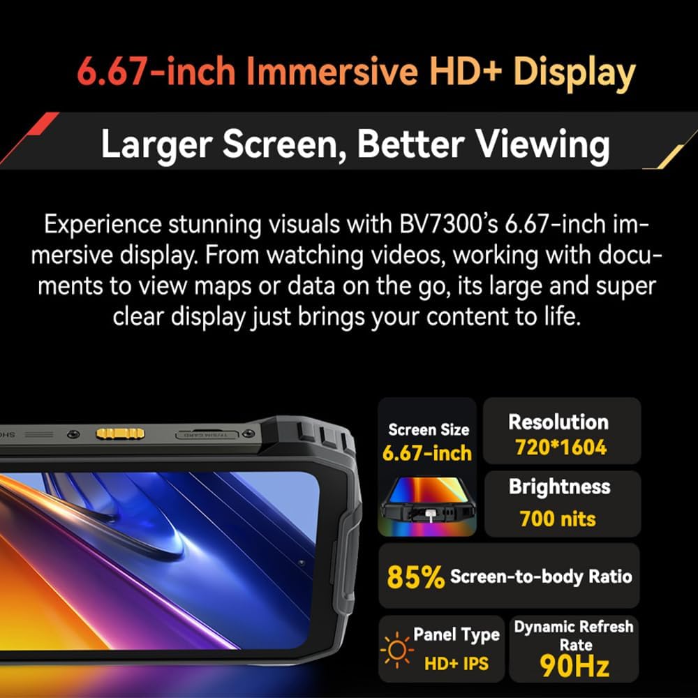 Blackview BV7300 robuuste smartphone Android 14, 18GB+256GB/2TB TF, 15000mAh 45W snelladen, 50MP+32MP+20MP nachtzichtcamera, 6,67" FHD+, 800LM kamplicht robuuste telefoon