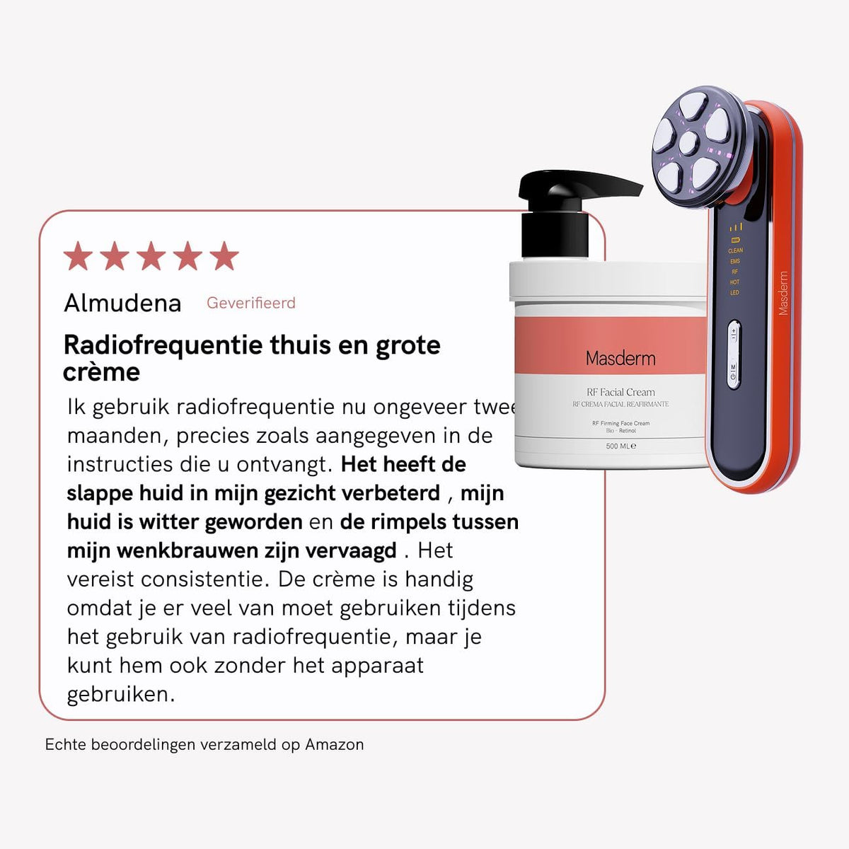 Radiofrequentie Gezichtsapparaat – RF Apparaat – Gezichtsverstevigingsapparaat – Lifting Apparaat – Anti-Rimpel Massageapparaat – Inclusief 500 Ml Gezichtscrème Met Collageen En Hyaluronzuur – 4 Multifunctionele LED-Modi
