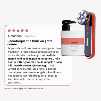 Radiofrequentie Gezichtsapparaat – RF Apparaat – Gezichtsverstevigingsapparaat – Lifting Apparaat – Anti-Rimpel Massageapparaat – Inclusief 500 Ml Gezichtscrème Met Collageen En Hyaluronzuur – 4 Multifunctionele LED-Modi