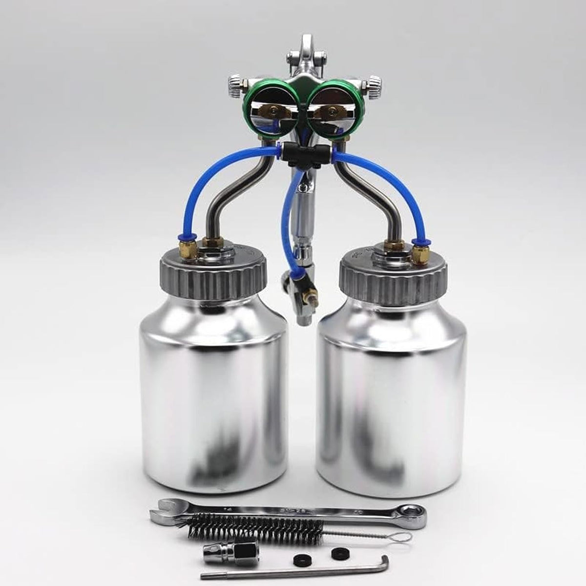 Spuitpistool Met Dubbele Sproeier – Verfspuitpistool – Pneumatisch Pistool – Schilderpistool – Verfspuitmachine – Roestvrijstalen Onderdelen – 1200 Tpm – 1,3 MM Mondstuk Diameter
