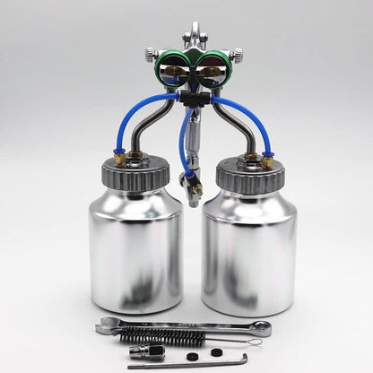 Spuitpistool Met Dubbele Sproeier – Verfspuitpistool – Pneumatisch Pistool – Schilderpistool – Verfspuitmachine – Roestvrijstalen Onderdelen – 1200 Tpm – 1,3 MM Mondstuk Diameter
