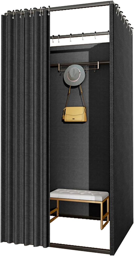 Clothing Store Fitting Room, Simple Changing Room, Privacy Screen Partition with 90% Blackout Curtain and Hook, Suitable for Shopping Mall, Swimming Pool, Gym, 3 Colours