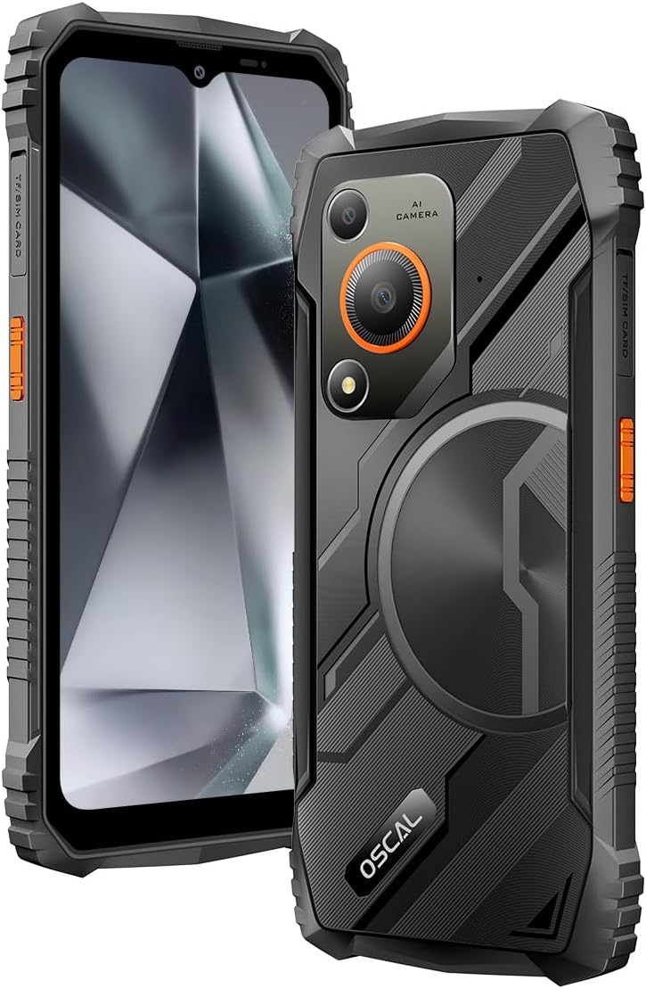 OSCAL Marine 1 Rugged 5G Smartphone, 12GB+128GB (uitbreidbaar tot 2TB), 10600 mAh Batterij, 6,6″ FHD+ IPS Display, 16 MP Camera, Dual SIM/NFC/GPS/IP68/IP69K & MIL-STD-810H, 2 jaar garantie, Zwart