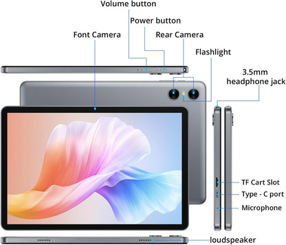 Android 16 Tablet, 10 inch Tablet with Case, T7250 Octa Core, 1280x800 HD IPS Screen, 6600mAh(with NTC), 2,4G 5G WiFi, BT5 0,GPS, Widevine L1, with Usb Ports