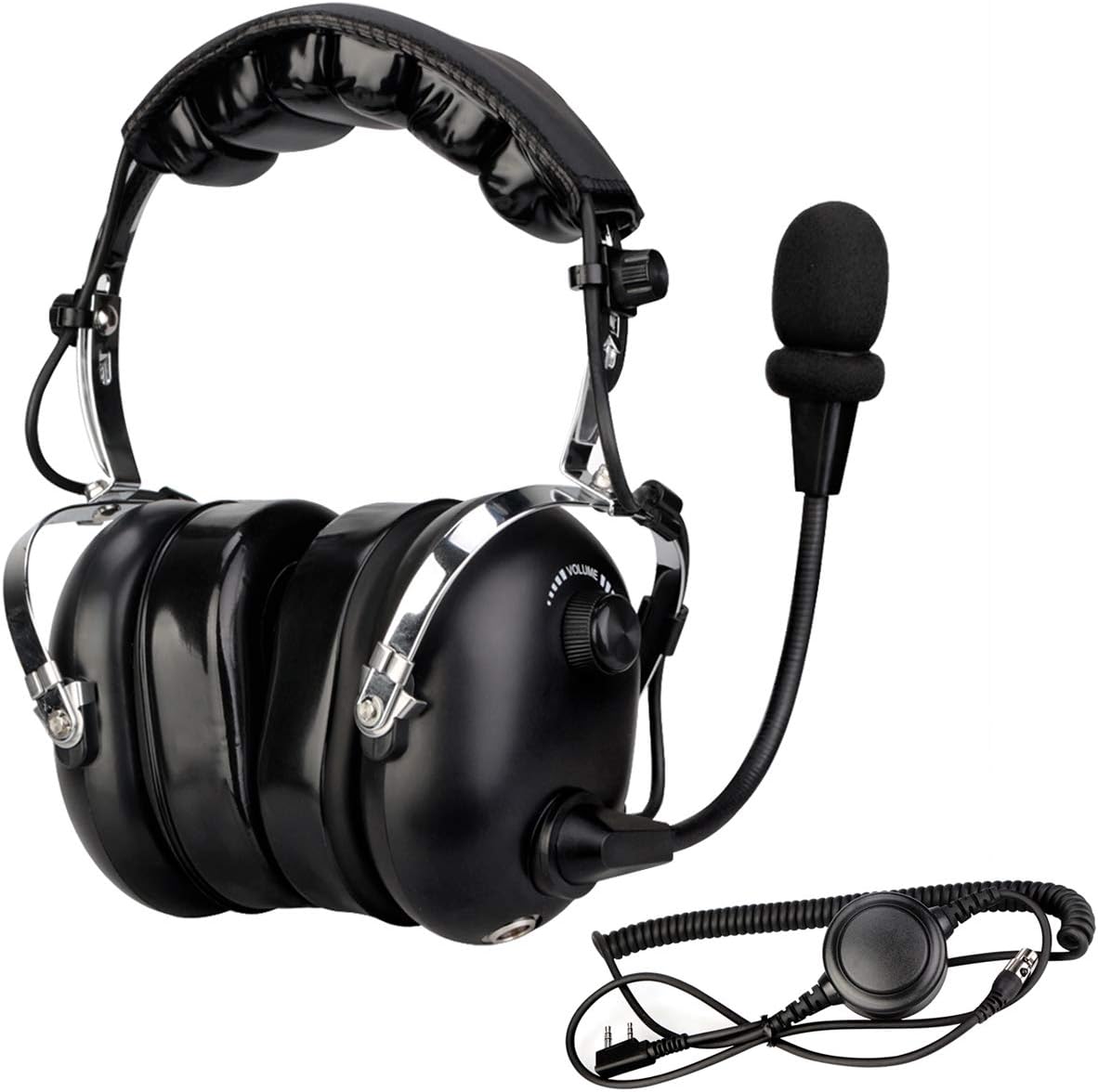 Retevis EH070K portofoon, oortelefoon met PNR-headset, compatibel met RT24 RT27 RT617 RA685 RB629 RT5R RT1 Baofeng UV5R 888S eSynic Kenwood, geschikt voor Aviation Link Line (zwart, 1 stuk)