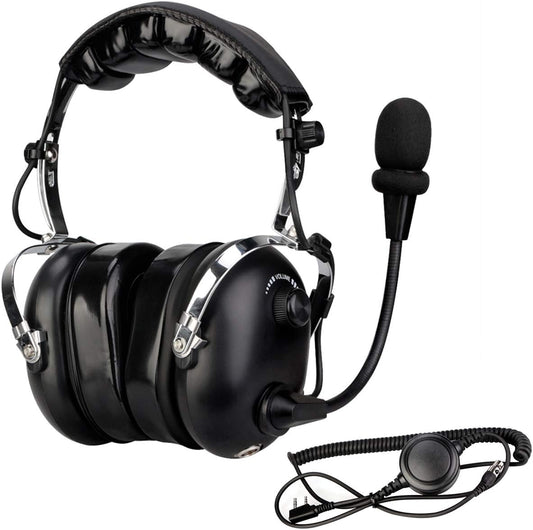 Retevis EH070K portofoon, oortelefoon met PNR-headset, compatibel met RT24 RT27 RT617 RA685 RB629 RT5R RT1 Baofeng UV5R 888S eSynic Kenwood, geschikt voor Aviation Link Line (zwart, 1 stuk)