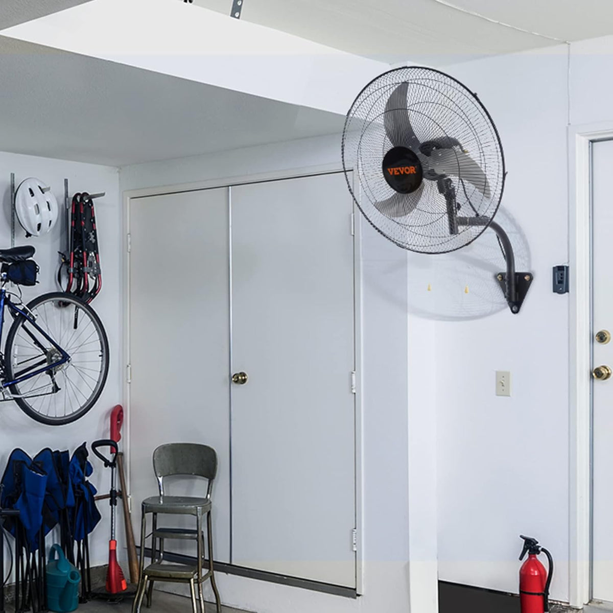 Wandventilator Zwart – Muurventilator – Industriële Ventilator – Werkplaatsventilator – Garageventilator – 49 Cm – 4650 CFM, 90° Oscillatie