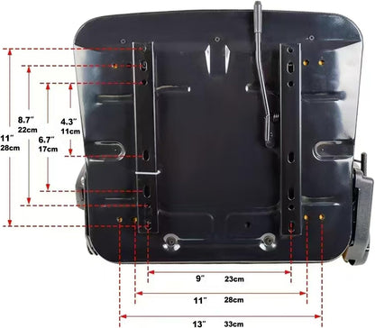 Universele verstelbare heftruck stoel met veiligheidsgordel en arm- en rugleuning, waterdichte pvc-maaierstoel, voor tractor graafmachines, vorkheftrucks en skid loader