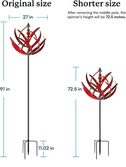 Tuin Wind Spinners - Grote Outdoor Metalen Wind Spinners Sculpturen, Gazon Yard Art Garden Decor (Bourgondische Lotus)