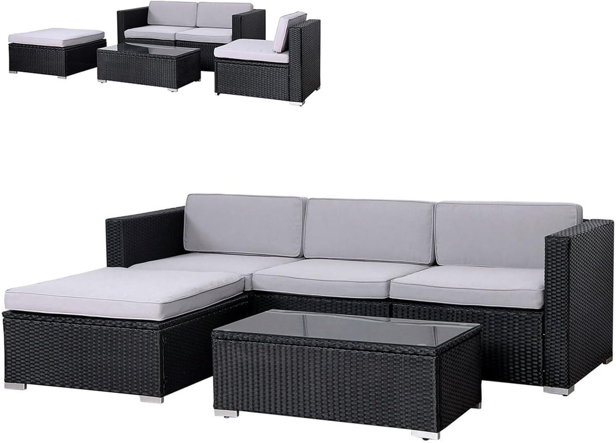 SVITA California Poly-Rattan Lounge Garden Set Sofa-Set Garnish Garden Furniture Couch-Set - QUORE