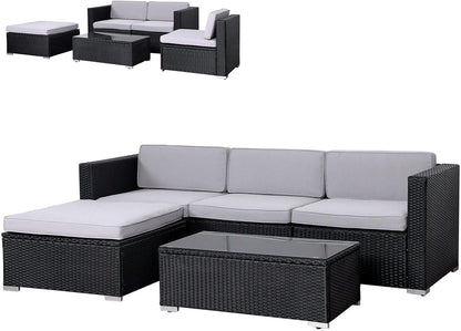 SVITA California Poly-Rattan Lounge Garden Set Sofa-Set Garnish Garden Furniture Couch-Set - QUORE