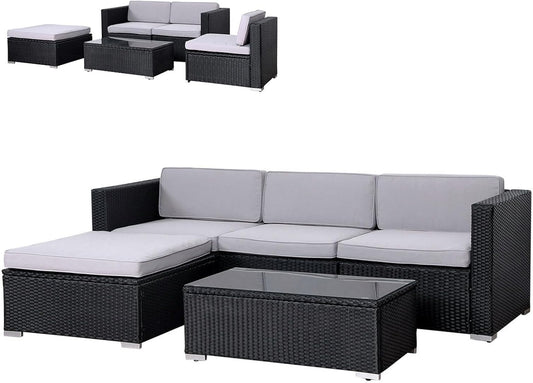 SVITA California Poly-Rattan Lounge Garden Set Sofa-Set Garnish Garden Furniture Couch-Set - QUORE