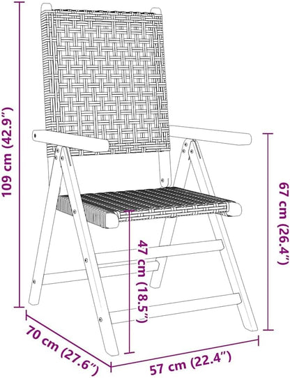 vidaXL Garden chairs 6 pcs adjustable poly rattan and solid wood grey, folding garden chair, patio chair, lounge chair, garden chair, lounge chair garden - QUORE