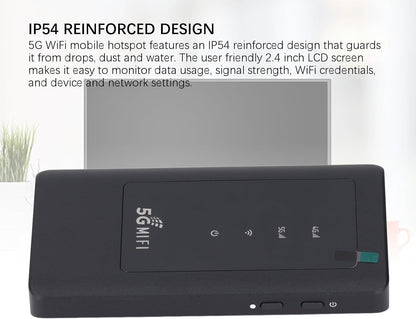 5G Wifi Draagbare Mobiele Hotspot, Dual Band Wifi, 5G Hoge Snelheid, Lage Latentie, Tot 16 Apparaten, voor Telefoons, Laptops, Tablets, Gameconsoles, voor Reizen en Kamperen