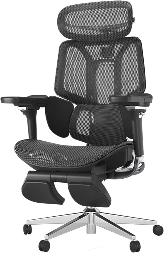 Hbada E3 Pro Ergonomic Office Chair with 3-Zone Dynamic Lumbar Support, 4D Adjustable Headrest, 6D Armrests Adjustable, Office Chair with Footrest (E3 Pro, Black) - QUORE