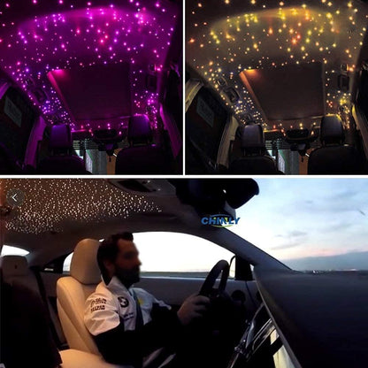 CHINLY Car Use Bluetooth Glasvezel 12W LED RGBW Fiber Optic Star Ceiling Light, App/Remote Music Mode Sound Sensor Headliner Light Kit (135pcs*0.75mm+10pcs*1.0mm+3pcs*1.5mm)