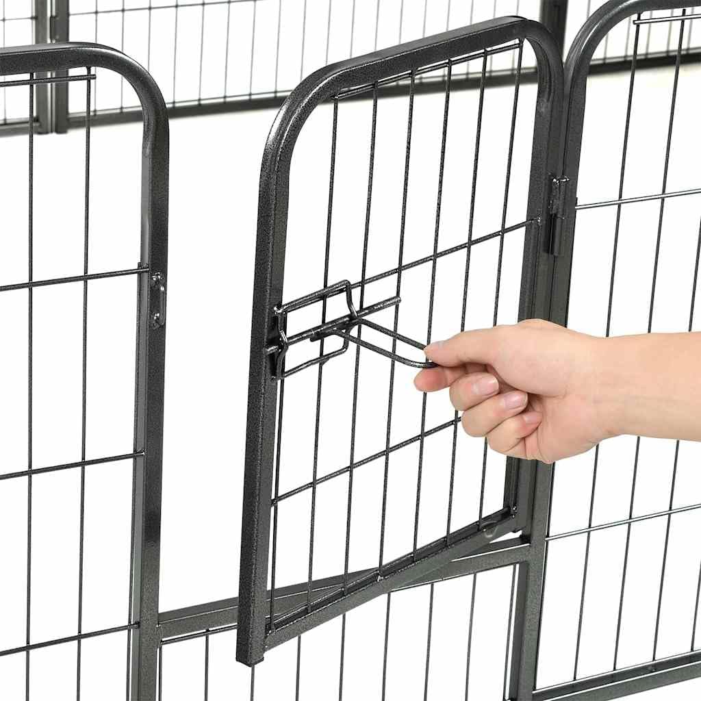 vidaXL Dog run with 12 panels 80x60 cm steel black