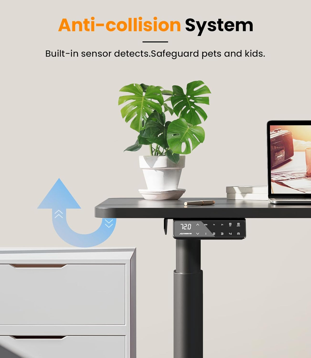 MAIDeSITe EL2 Pro Art in hoogte verstelbaar bureauframe, ovaal pootdesign, elektrisch in hoogte verstelbaar tafelframe, dubbele motor, draagvermogen 180 kg, met 4 geheugenbesturing en