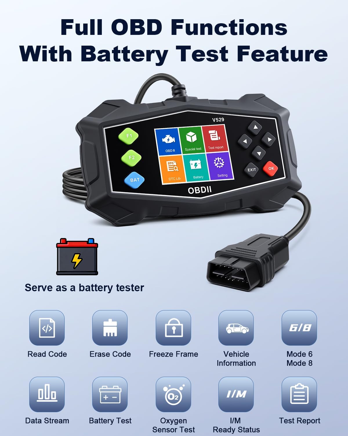 OBD2-Scanner – Diagnostisch Hulpmiddel – Autoscanner – Codelezer – Foutcode Scanner – 2,8 Inch Kleurenscherm – 40.000+ DTC’s & Live Datastroom