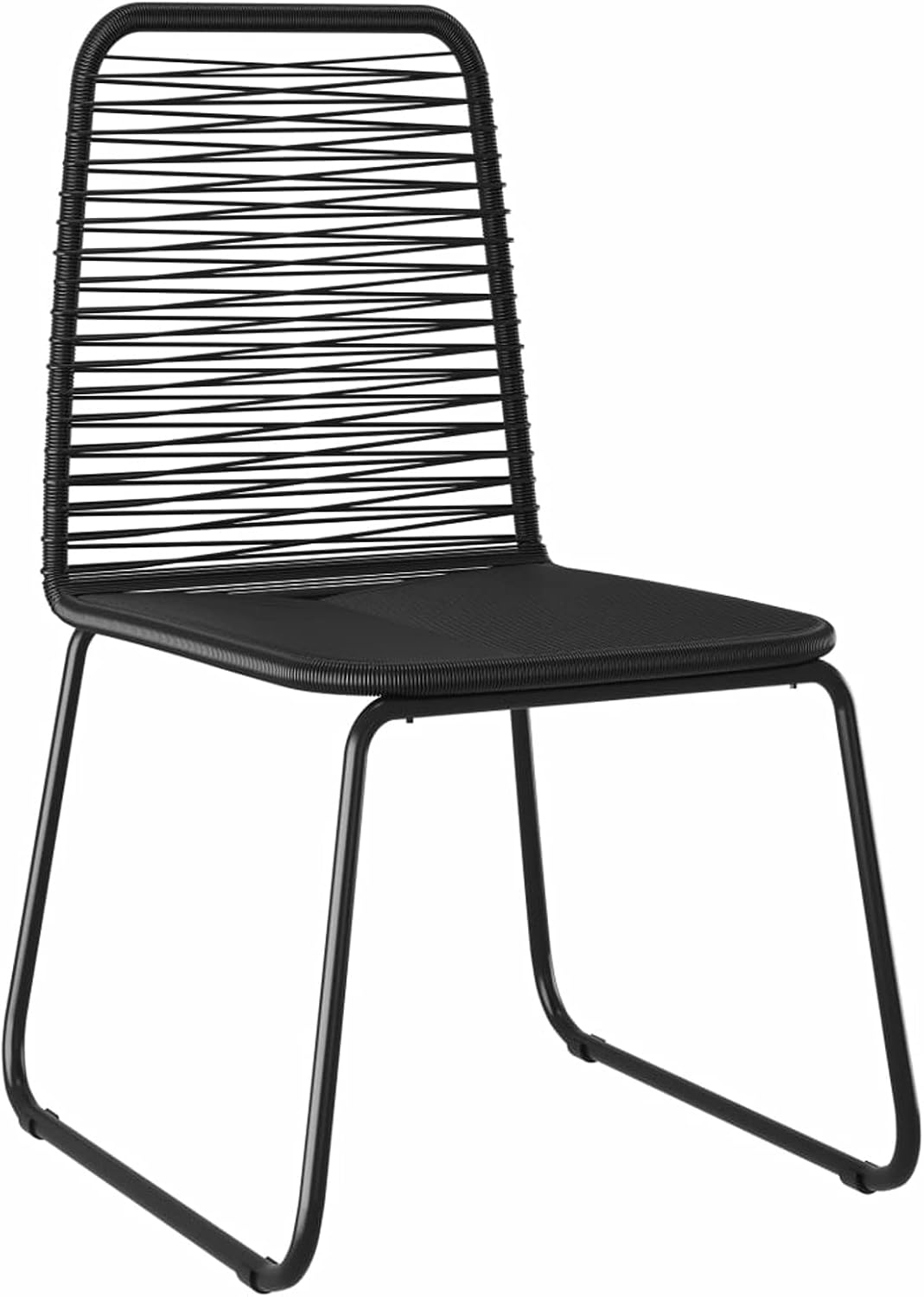 Tidyard Eetkamerset voor de tuin, 3-delig, tafel en stoelen, terras, balkon, buiten, PVC, rotan, zwart - QUORE