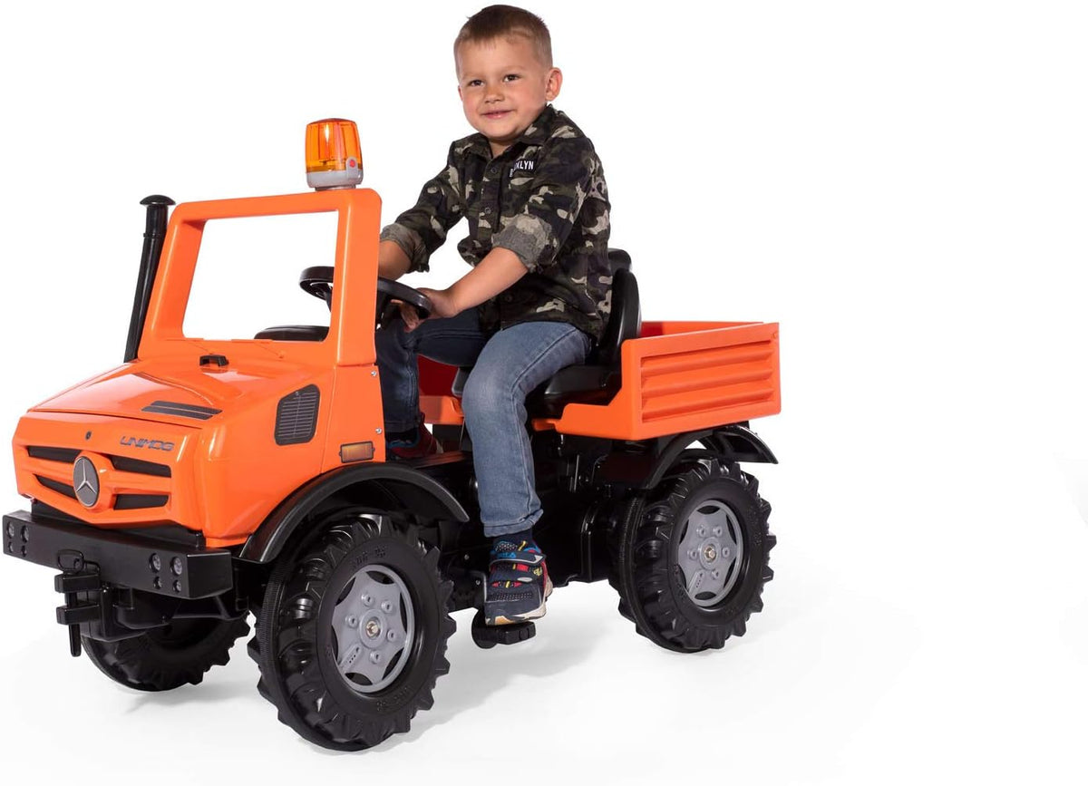 Rolly Toys Unimog Trappenauto, vanaf 3 jaar, met fluisterbanden en knipperlicht, voor kinderen vanaf 3 jaar, 038237