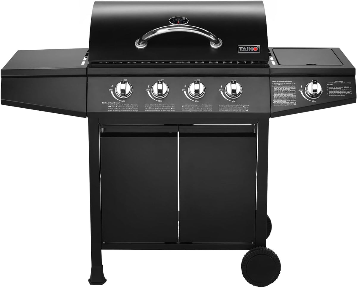 TAINO Basic 4 + 1 BBQ Gas Grill Trolley Stainless Steel Burner + Side Burner TÜV (BASIC 4+1 Gas Grill) - QUORE