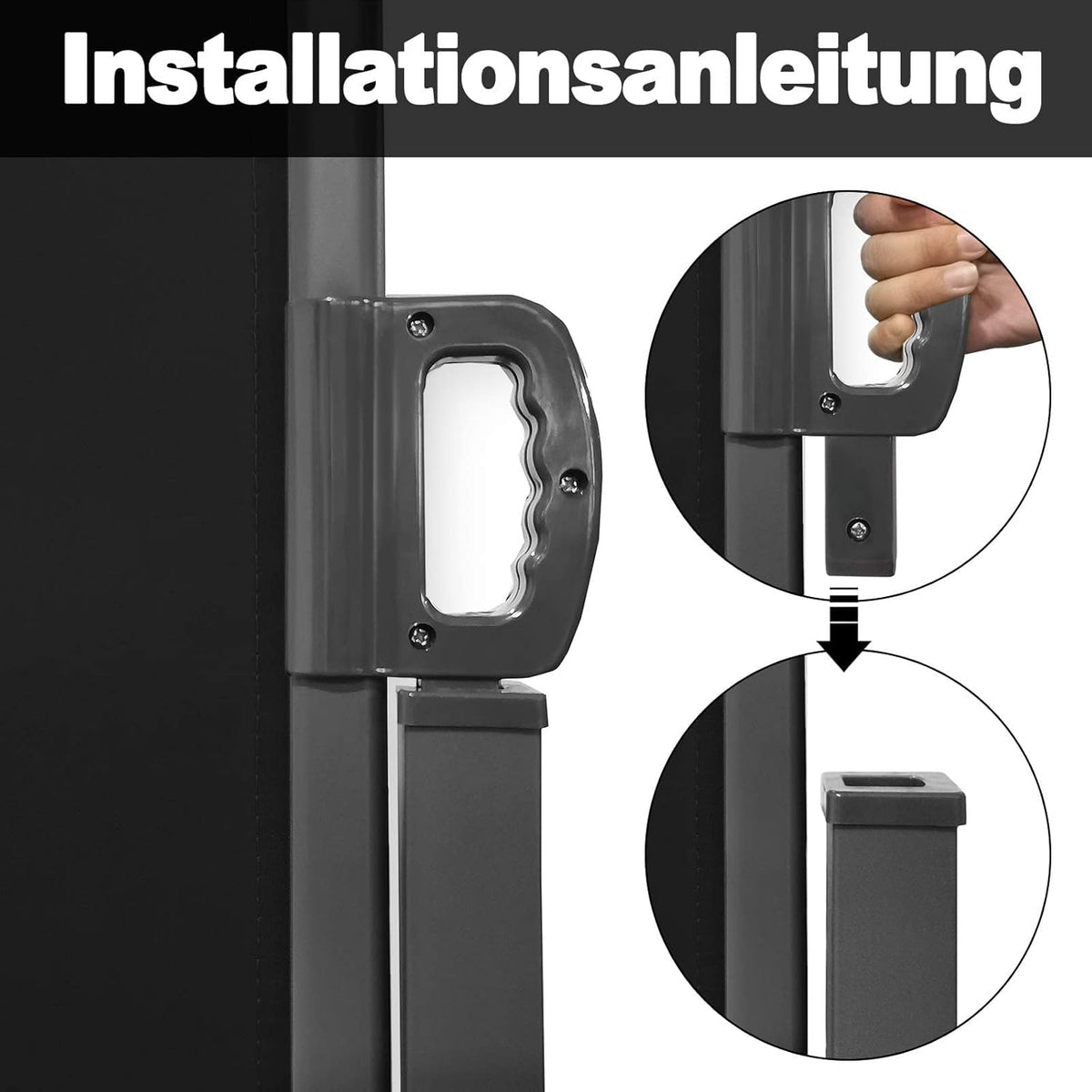 Uittrekbaar Zijscherm – Balkonscherm – Zonwering – Privacyscherm – Windscherm – Waterbestendig Polyester – 160 x 600 cm – Antraciet